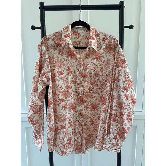 V. Chapman Tops - V. Chapman Red Floral Long Sleeve Button Down Shirt